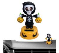 Figurines solaires danseuses - avec tête mobile, accessoires de tableau animés de caricature pour Halloween pour maison, salon, véhicule, camion, voyage sur route, chambre