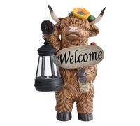 Figurines Solaires Extérieures - Statue De Vache Highland En Résine, Ornement De Pelouse Décoratif | Sculpture De Jardin De Terrasse, Accent De Balcon De Jardin, Utilisation De Décoration Animale