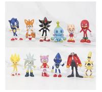 figurines sonic 12pcs/lot mianiature décoration animal bleu jeu vidéo anneau copain jouet enfant cadeau