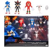 SONIC THE HEDGEHOG - Licence Officielle - Jakks Pacific - Lot Figurines Sonic 3 de 6,35 cm avec Sonic, Shadow, Knuckles - Plus Accessoires Drone et Buzz Bomber - Univers Jeu Vidéo - Jouets Articulés