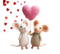 Figurines Souris En Feutrine De Saint-Valentin | Décoration Fait Main en Forme de Charme et Souvenir - Figurine de Souris Feutrée à l'Aiguille - Pour Famille Amis Anniversaire Maison Bureau Fêtes