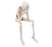 Figurines squelette d'Halloween en résine, See Speak Hear No Evil Squelette Figurines, squelette assis réaliste, statue de crâne pour la maison, le cimetière et la maison hantée