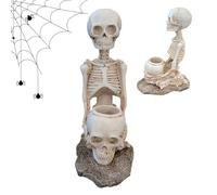 Figurines squelettiques d'Halloween, figurines de yoga squelette - Figurines de tête de mort agenouillées de yoga - Statues de tête de mort - Sculpture en résine - Artisanat - Modélisation de