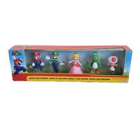 Jakks Pacific - Figurines Super Mario - Pack x5 (Mario,Luigi,Peach,Yoshi,Toad) - Officiel Scellé