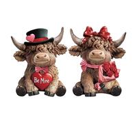 Figurines Vache,Décorations Bovines Romantiques de la Saint-Valentin | 2 Pièces Figurines Déco Intérieur,pour la Saint-Valentin, Mariage, Décor Ferme, Table, Étagère, Cuisine, Jardin, Décoration