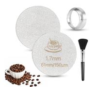 FIHODONE 2 Puck Screen 51mm,1 Universel en Aluminium 51mm Bague de Dosage,1 Pinceau,Passoire À Expresso Réutilisable en Acier Inoxydable pour Barista Café,Grille de Filtre À Expresso