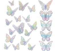 FIHODONE 60 Pièces 3D Papillon Decoration Argent éclatant,Decoration Chambre Papillon Stickers Les cinq styles,Deco Chambre Bebe Fille Autocollant Mural Trois Tailles,Stikers Murals Pour Mariage