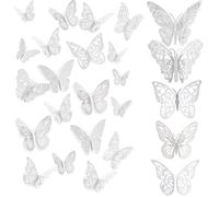 FIHODONE 60 Pièces 3D Papillon Decoration Couleur Argent,Decoration Chambre Papillon Stickers Les cinq styles,Deco Chambre Bebe Fille Autocollant Mural Trois Tailles,Stikers Murals Pour Mariage