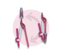 Fiico WONDAY - Compas métal pour enfants TWIST'n SAFE Rose, Avec Sécurité pointe et maniabilité accrue