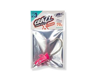 FIIISH 1 tete plombee X-Strong 70g - CRAZY SAND EEL 220 - Rose Fluo