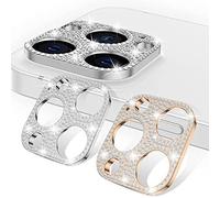 FiiMoo [2 Pièces Caméra Protecteur Compatible avec iPhone 14 Pro/iPhone 14 Pro Max, [Anti-Rayures] Diamant Caméra Arrière Protecteur, Protecteur d'objectif de caméra (Argent + Or Rose)