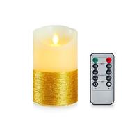 FiiMoo Bougie LED, Bougie Alimente par Pile, Bougie LED Flamme Vacillante, Bougie LED avec Télécommande, Or Bougies LED, Bougies Sans Flamme pour Mariage, Maison, Fête Décorations-12.5cm