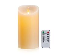 FiiMoo Bougie LED, Bougies Alimente par Pile, Bougie LED Flamme Vacillante, Bougie Vacillante, Bougies Sans Flamme avec Télécommande pour Noël, Mariage, Décoration de Vacances-12.5cm Ivoire