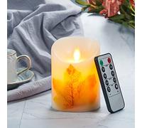 FiiMoo Bougies LED, Feuille D'érable Bougies LED, Bougie LED Flamme Vacillante, Bougies Alimente par Pile, Bougie Decorative avec Télécommande et Minuterie pour Mariage Décoration de Vacances-10cm