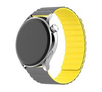 FiiMoo Bracelet Compatible avec Amazfit Bip 3/Bip 3 Pro/Amazfit Bip/Amazfit GTS 4/Amazfit GTS 3, 20mm Bracelet Magnétique Silicone, Remplacement en Réglable Bracelet pour Amazfit GTR Mini-Gris+Jaune