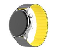 FiiMoo Bracelet Compatible avec Garmin Forerunner 265/255/Garmin Venu 2/Garmin Vivoactive 4, 22mm Bracelet Magnétique Silicone, Remplacement en Réglable Bracelet pour Garmin Venu 3-Gris + Jaune