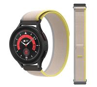 FiiMoo Bracelet Nylon Compatible avec Garmin Forerunner 165/245/645, Venu 2 Plus/Sq 2, Vivoactive 5 - Réglable 20mm pour Remplacement - Jaune + Beige