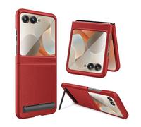 FiiMoo Coque de Protection pour Motorola Razr 60, Coque Pliante avec Support, Protection d'Écran et Appareil Photo Incluses pour Motorola Razr 60 Étui Pliant - Rouge