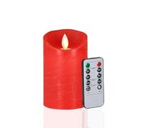 FiiMoo LED Rouge Bougie avec Flamme Vacillante, Alimentée par Pile,commandée à Distance pour Fêtes, Mariages et Anniversaires - 15cm
