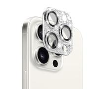 FiiMoo Protecteur d'objectif de caméra pour iPhone 16 Pro/16 Pro Max, Protection D'écran Objectif Caméra, 9H Verre Trempé, Anti-Rayures, Diamant Cristal Protecteur-Argent