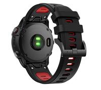 FiiMoo Silicone Bracelet Compatible avec Garmin Descent G2/Descent G1/Fenix 8 47mm/Tactix 8 47mm/Quatix 7 Pro, 22mm Remplacement Bracelet, Réglable Silicone Bracelets pour Epix Pro 47 mm-Noir + Rouge