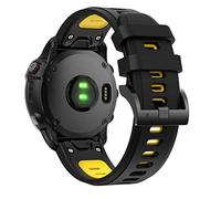 FiiMoo Silicone Bracelet Compatible avec Garmin Descent G2/Descent G1/Fenix 8 47mm/Tactix 8 47mm/Quatix 7 Pro, 22mm Remplacement Bracelet, Réglable Silicone Bracelets pour Epix Pro 47 mm-Noir + Jaune