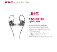 FiiO-Écouteurs intra-auriculaires JH5 1esse + 4BA hybrides, 5 pilotes HiFi, poignées amovibles, câble 0.78mm 2 broches, prise 3.5mm pour IOS et Android Silver