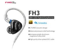 FiiO FH3 2BA + 1DD Knowles pilote hybride dynamique plaqué béryllium écouteurs intra-auriculaires IEM S.TURBO conception acoustique coque en alliage MMCX Black