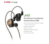 FiiO JH13 Hybrid HiFi IEMs - pilotes 1DD + 2BA, écouteurs audiophiles avec plaque frontale en bois et câble détachable à 2 broches de 0,78 mm JH13 Black
