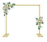 Fiita 2M Doré Arche de Mariage Réglable avec Base en T, Structure Carrée Moderne, Support d'arche de mariage Arche ballon anniversaire Arche Décoration pour Cérémonie/Mariage/Anniversaire/Fête
