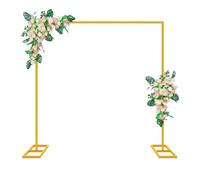 Fiita 3M Doré Arche de Mariage Réglable avec Base en T, Structure Carrée Moderne, Support d'arche de mariage Arche ballon anniversaire Arche Décoration pour Cérémonie/Mariage/Anniversaire/Fête
