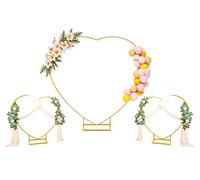 Fiita Heart Wedding Arch 1 Tige de 2M + 2 tiges de 1M Golden Arch Background Stand Metal Heart montgolfière Arch Cadre avec Base pour la décoration de fête d'anniversaire de Mariage