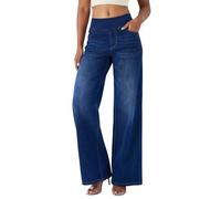 Fiita Jean Femme Taille Haute Coupe Droite Straight Jeans Pull on Denim Extensible Wide Leg Jeans Femme avec 4 Poches