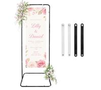 Fiita Support réglable pour panneau de bienvenue de mariage 80 × 50 × 180 cm avec 4 sangles en cuir, chevalet en métal robuste pour affiche, chevalet debout au sol pour affichage