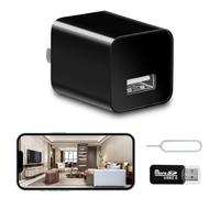 fijawee Caméra cachée avec chargeur USB, WiFi, petite caméra de sécurité espion, Full HD 1080p, mini caméra de nounou sans fil, détection de mouvement avec application en direct pour la maison