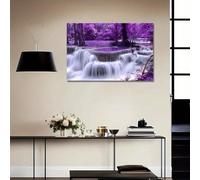 FIJHNGSK Impression d'art sur toile de cascade - décoration murale de cascade violette vibrante avec scène forestière, chambre à coucher, salle de bain, cuisine et maison(60x80cm/Sans cadre)