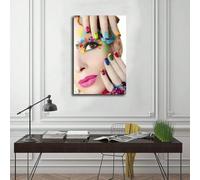 FIJHNGSK Tableau sur toile élégant pour salon de manucure, impression décorative esthétique pour pièces contemporaines (30 x 40 cm/sans cadre)