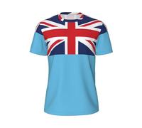 Fiji Flag Print T-shirts à manches courtes en maille pour homme - T-shirts d'entraînement athlétiques respirants, col rond, pour salle de sport en plein air, Noir/blanc, 3XL