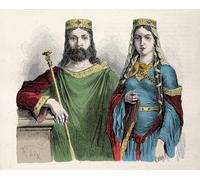 FIKAGXQGT Affiches Imprimées Art Murale Classique Clovis Roi des Francs avec sa seconde épouse Sainte Clotilde Reine par Frédéric Théodore Lix Pour la Décoration de la Chambre à Coucher 60x90cm