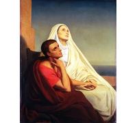 FIKAGXQGT Moderne Image sur Toile Impressions d'Art Image Art Mural St Augustin et sa mère St par Ary Scheffer Tableaux en Toile Pour la Décoration Murale 60x90cm