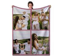 FIKCIK Plaid Personnalisé, Couverture Personnalisée, Personnalisé Photo, Cadeau Photo Cadeau, Femme, Couple, Maman, pour Son Copain, Anniversaire(4 Photos)