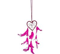 Fikimos Décoration murale attrape-rêves faite à la main en plumes pour chambre à coucher, maison, voiture, chambre d'enfant, décoration à suspendre (cœur rouge 7,6 cm)