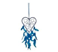 Fikimos Décoration murale attrape-rêves faite à la main en plumes pour chambre à coucher, maison, voiture, chambre d'enfant, décoration à suspendre (grand cœur bleu)