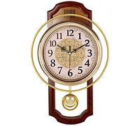 fikujap Européen Vintage Pendule Mural, Silencieuse Swing Murale Horloge De Gare,Salon sans Tic-tac Quartz De Qualité Horloge Décoration D'intérieur 40cm,A