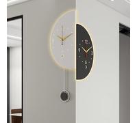 Fikujap Horloge Murale d'Angle à Double Face avec Lampe Lumineuse Créative pour Salon