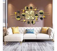 fikujap Murale Geante 100cm,Pendules Murales Art Métal Mur De Moderne Numerique Horloge pour Le Salon Creative Horloge Murale Silencieuse Decoration D'interieur -102x47cm