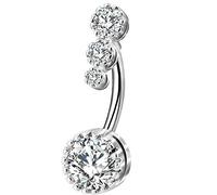 fikujap Surge Steel Belly Transparent Ring de Nombril Nombril Nombril Bouton de Nombril zilet Zircon Nombril Nombril Nombril,Argent