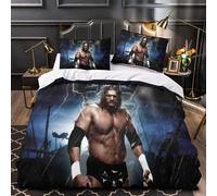 FIKUP WEW Roman Reigns Parure de lit 2 pièces, housse de couette pour garçons et filles, taie d'oreiller 80 x 80 cm, lit double (D,220 x 240 x 80 cm)
