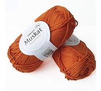 Fil 100 % coton pour tricot et crochet, 3 ou léger, DK, poids peigné, gouttes de musquat, 51 g, 109 m par pelote (49 orange foncé)