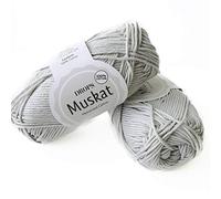 Fil 100 % coton pour tricoter et crocheter, 3 ou léger, DK, poids peigné, gouttes Muskat, 51,0 g 109 verges par pelote (19 gris clair)